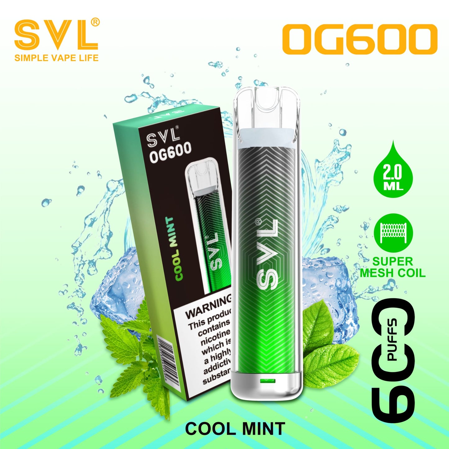 SVL OG 600 Disposable Vape - Cool Mint