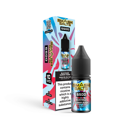Smash Salts E-Liquid 10ml Nic Salt - Blue Razz Gummy Rush