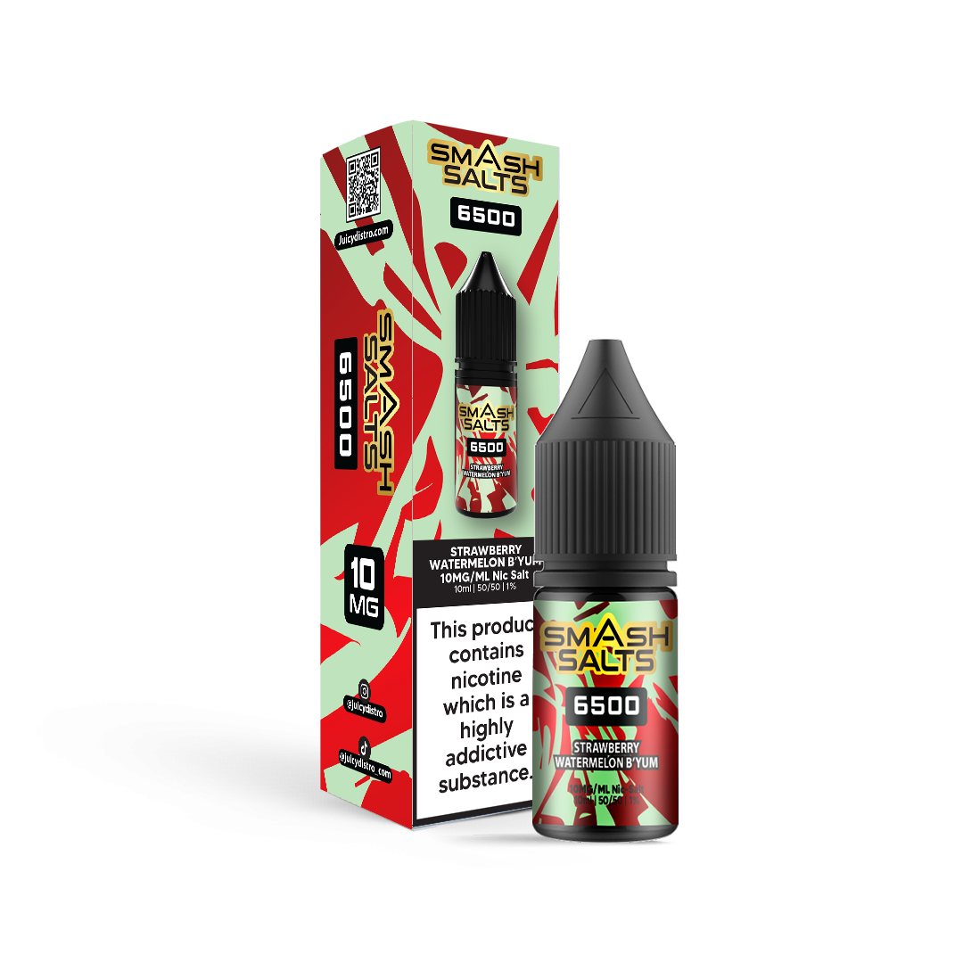 Smash Salts E-Liquid 10ml Nic Salt - Strawberry Watermelon Bubblegum