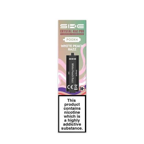 Ske Crystal 4 in 1 White Peach Razz Prefilled Pods - Pack of 4